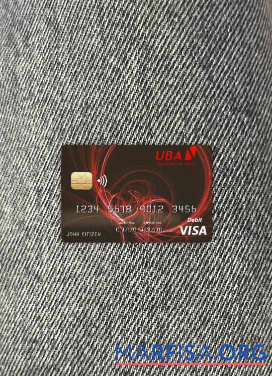 Realistic Burkina Faso United bank for Africa visa card photolook front template